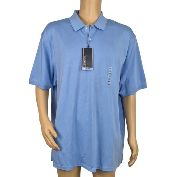 Roundtree & Yorke Gold Label Men's Supima Cotton Polo Shirt Blue Size XXL (14) - Picture 2 of 11